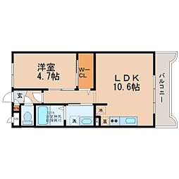 ミューティ駅西 1LDKの間取図画像