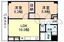 ドゥエルコート住吉 2LDKの間取図画像