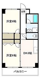 メゾンドール福田町 2DKの間取図画像