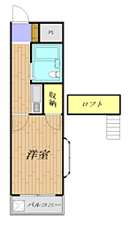ワンオーナイン 1Kの間取図画像