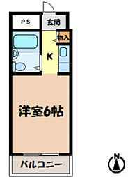 ドール青峰通 1Kの間取図画像