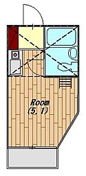 エクセルピア志津 ワンルームの間取図画像