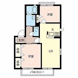 オレンジメゾンA棟 2LDKの間取図画像