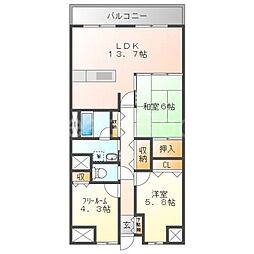 ラヴィーヌ砥堀 2SLDKの間取図画像