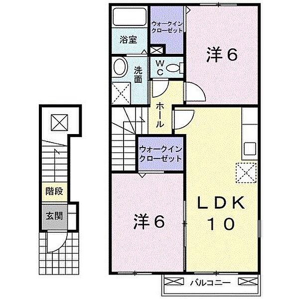 アプローズ・Ｎ ｜愛媛県松山市東垣生町(賃貸アパート2LDK・2階・54.85㎡)の写真 その2