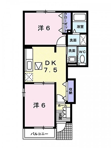 エアリーヴィラＮ ｜愛媛県松山市水泥町(賃貸アパート2DK・1階・44.82㎡)の写真 その2