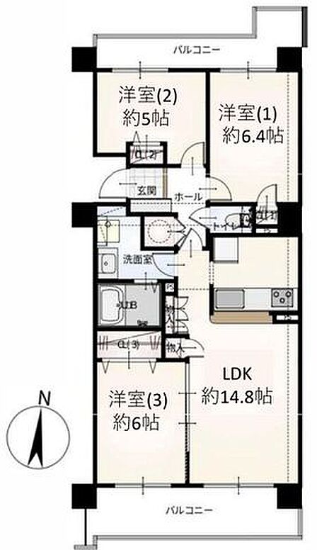 会話をしながらお料理が楽しめる人気の対面式キッチン。各所に収納を設けており荷物が多い方も安心です。