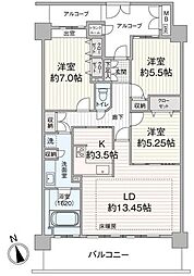 ライオンズタワー仙台広瀬 3LDKの間取図画像