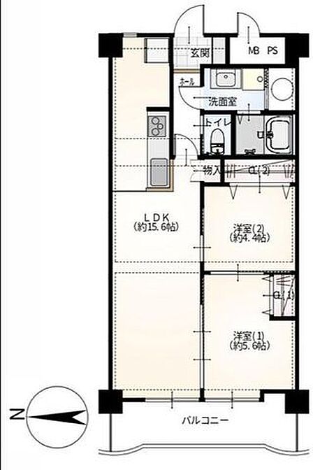 2LDK 間取り