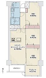 京急仙台プラザ 3LDKの間取図画像