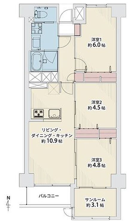 3LDK 間取り
