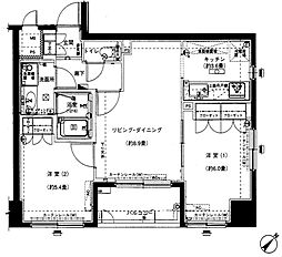 マイキャッスル日本橋中洲 2LDKの間取図画像