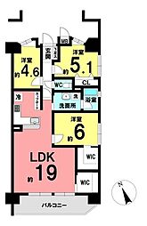 アピエス原 3LDKの間取図画像
