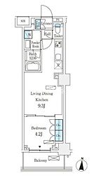フロンティアレジデンス錦糸公園 1LDKの間取図画像