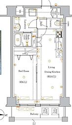 シャルム亀戸 6階1LDKの間取り