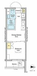 プラウドフラット亀戸 1DKの間取図画像