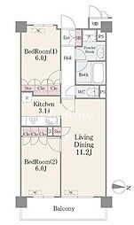 フェールメゾン西大島 2LDKの間取図画像