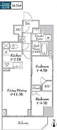 アスマチメゾン両国2 2LDKの間取図画像