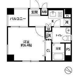 グランフォース亀戸 1Kの間取図画像