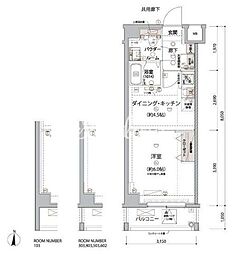 アルコバレーノ亀戸2(ARCOBALENO KAMEIDOII) 1DKの間取図画像