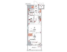 ハーモニーレジデンス東京大島ザ・ガーデン 1DKの間取図画像
