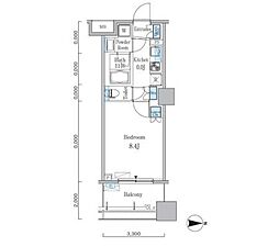 パークキューブ亀戸 1Kの間取図画像