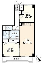 日榮ハイム富岡 2LDKの間取図画像