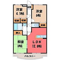 栃木県宇都宮市下岡本町（賃貸マンション3LDK・3階・65.76㎡） その2