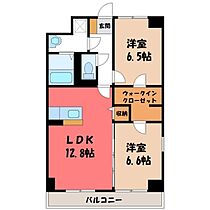 栃木県宇都宮市南大通り3丁目（賃貸マンション2LDK・1階・61.93㎡） その2