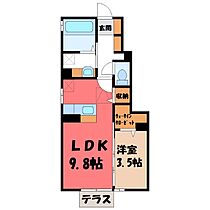 栃木県宇都宮市下岡本町（賃貸アパート1LDK・1階・36.52㎡） その2