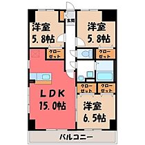 栃木県宇都宮市今泉3丁目（賃貸マンション3LDK・6階・76.00㎡） その2