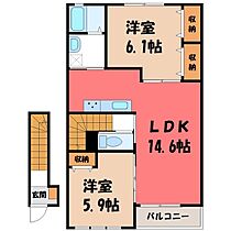 栃木県宇都宮市台新田1丁目（賃貸アパート2LDK・2階・57.27㎡） その2