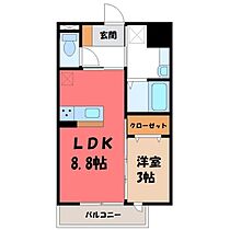 ラ・サンテ A  ｜ 栃木県宇都宮市平松本町（賃貸アパート1LDK・1階・33.61㎡） その2