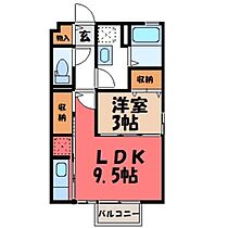 栃木県宇都宮市簗瀬町（賃貸アパート1LDK・2階・33.61㎡） その2