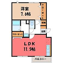 栃木県真岡市熊倉1丁目（賃貸マンション1LDK・2階・50.89㎡） その2