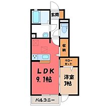 栃木県下野市医大前3丁目（賃貸アパート1LDK・1階・32.94㎡） その2