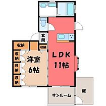 栃木県宇都宮市中岡本町（賃貸アパート1LDK・1階・43.50㎡） その2