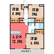 栃木県宇都宮市上戸祭町（賃貸マンション3LDK・3階・63.00㎡） その2