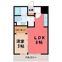 ルミエールヤナセB 1LDKの間取図画像