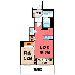 宇都宮市雀の宮4丁目アパート 1LDKの間取図画像
