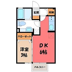 セジュールグリーン雅 1DKの間取図画像