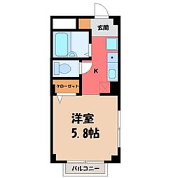 塙田壱番館 1Kの間取図画像