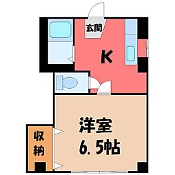 プランドール上戸祭 1Kの間取図画像