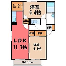 メゾンド・フローラルB 2LDKの間取図画像