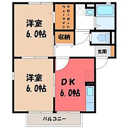 レグルスB 2DKの間取図画像