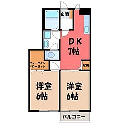 サンシティB 2DKの間取図画像