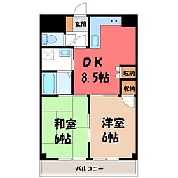 東口ハイツ 2DKの間取図画像