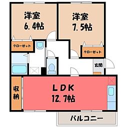 エントピアC 2LDKの間取図画像
