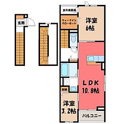 雀宮町アパート(028256101) 2LDKの間取図画像
