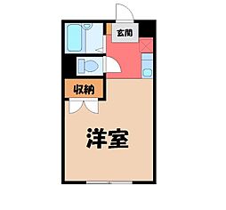 レオパレスホワイトローズ2 ワンルームの間取図画像
